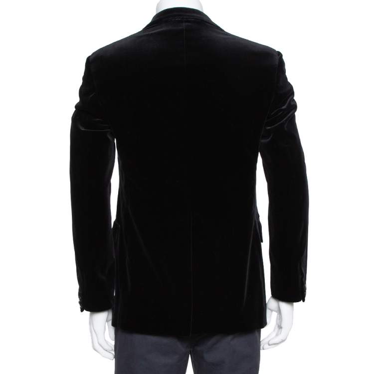 Pre Owned Etro Black Velvet Button Front Blazer L