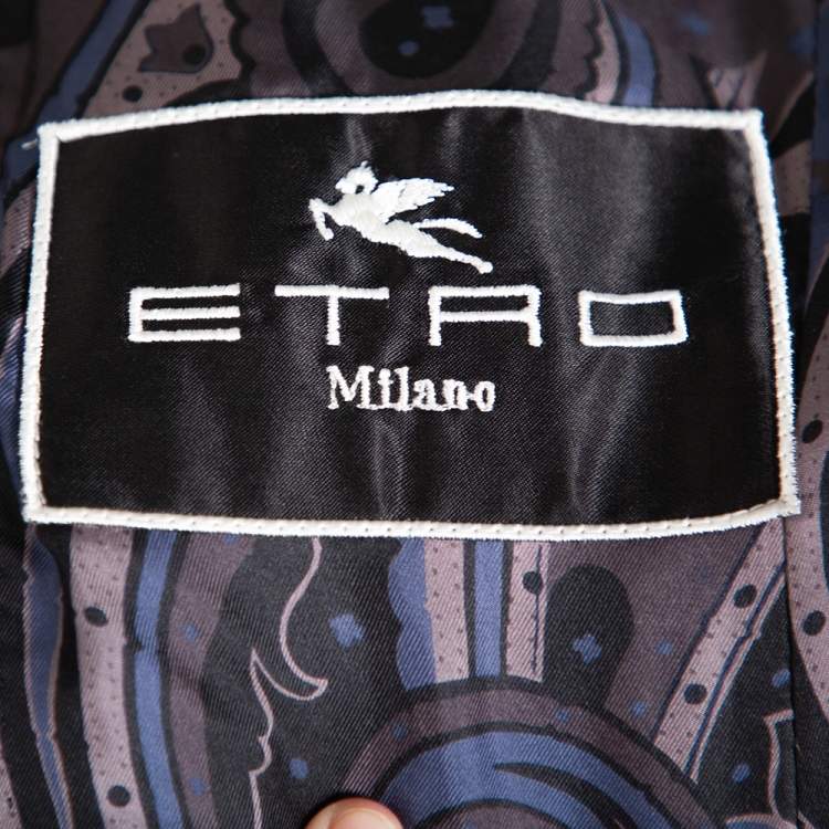 Pre Owned Etro Black Velvet Button Front Blazer L