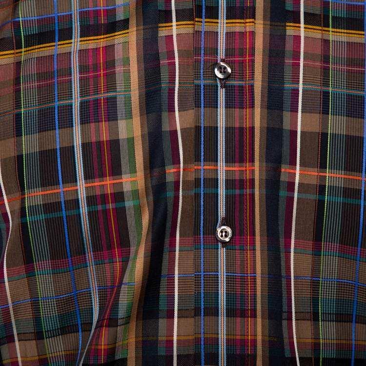 Pre Owned Etro Multicolor Cotton Button Front Shirt S