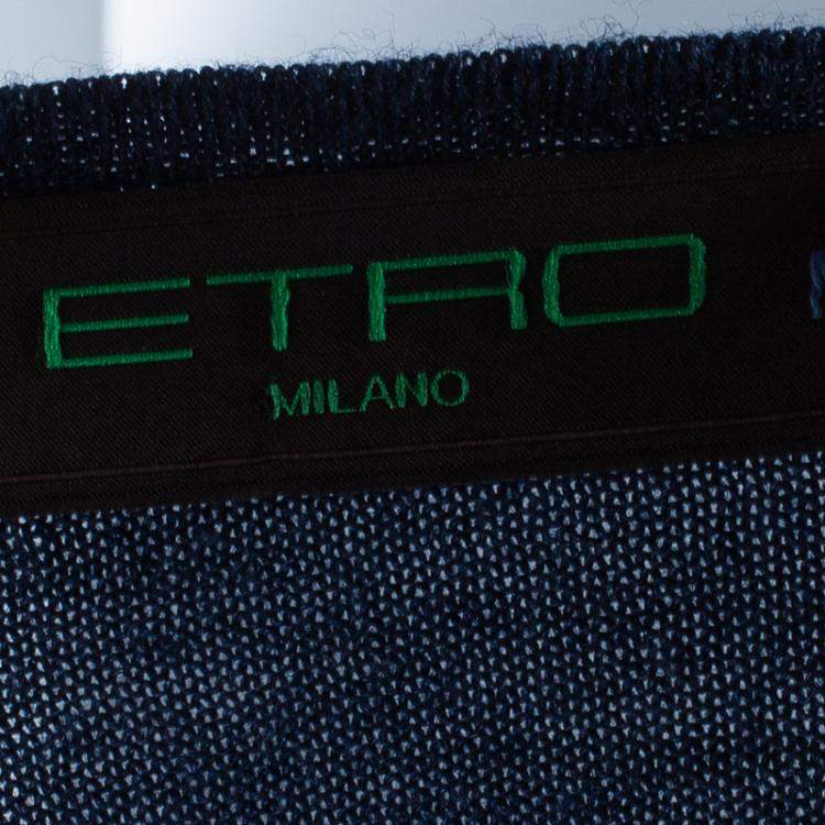 Pre Owned Etro Men's Blue Knit V-Neck Sweater M