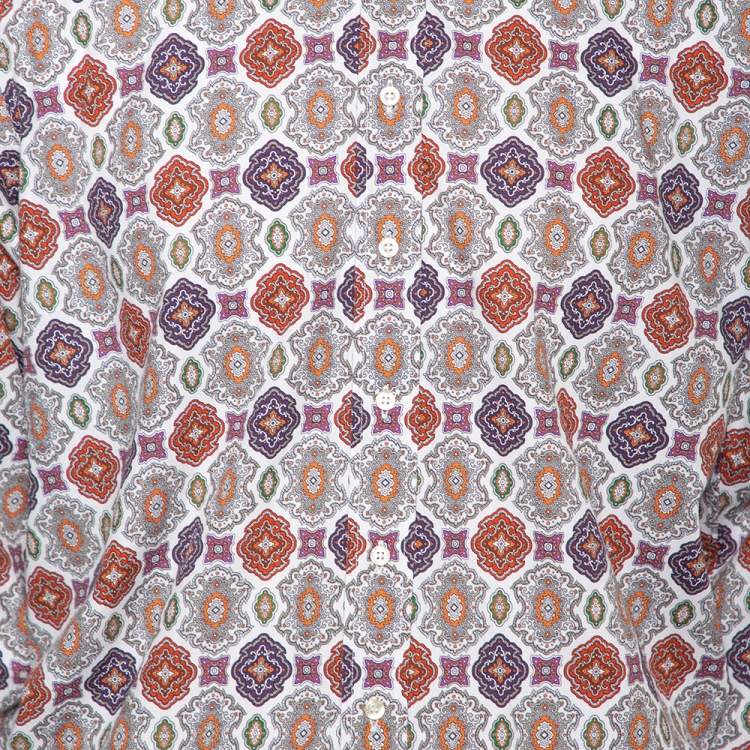 Pre Owned Etro Multicolor Printed Cotton Button Front Shirt XL