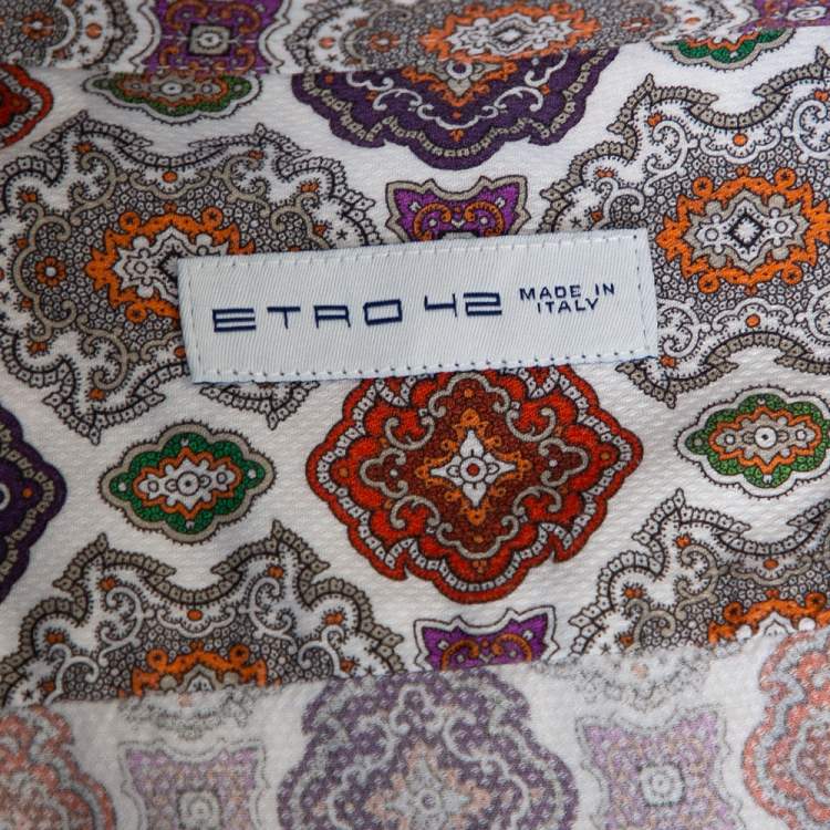 Pre Owned Etro Multicolor Printed Cotton Button Front Shirt XL