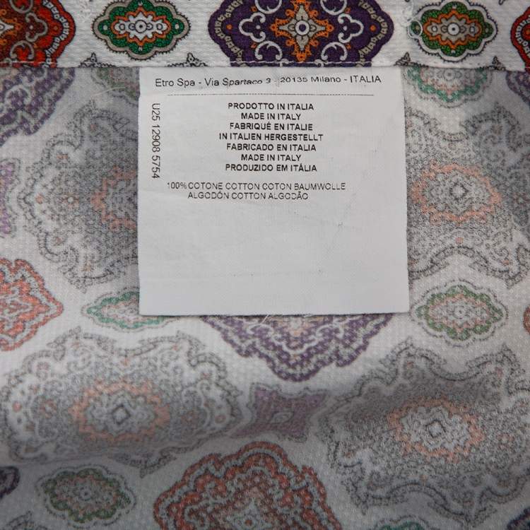 Pre Owned Etro Multicolor Printed Cotton Button Front Shirt XL