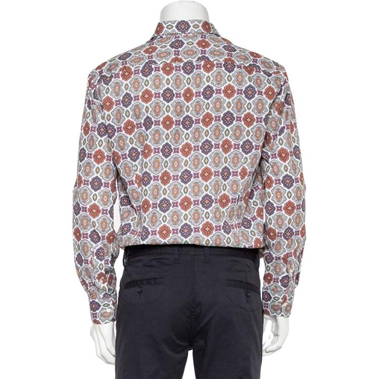 Pre Owned Etro Multicolor Printed Cotton Button Front Shirt XL