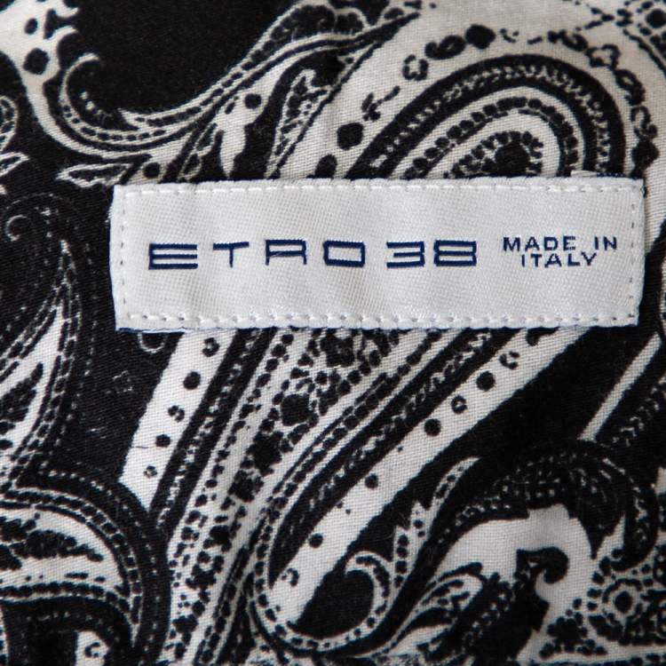 Pre Owned Etro Monochrome Paisley Printed Cotton Button Front Shirt S