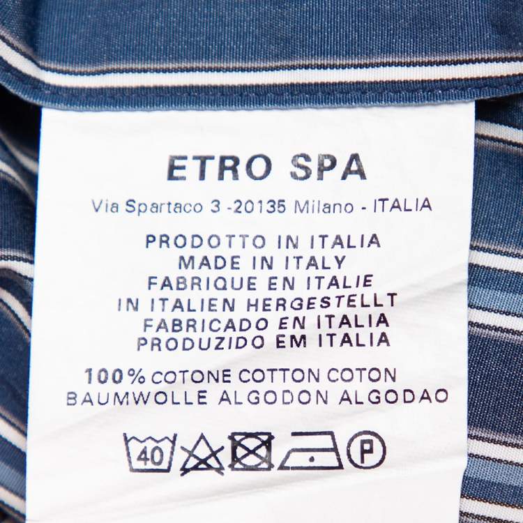 Pre Owned Etro Blue Striped Cotton Button Front Shirt S 