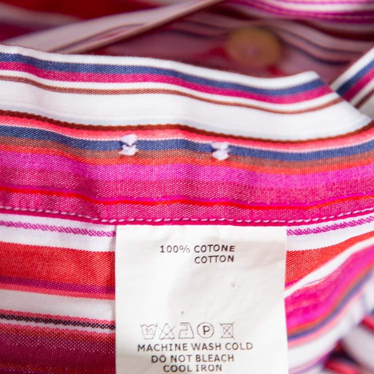 Pre Owned Etro Pink Striped Cotton Button Front Shirt M 