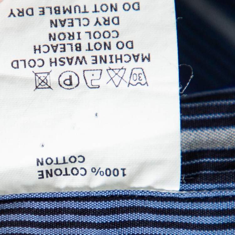 Pre Owned Etro Blue Striped Cotton Button Front Shirt M 