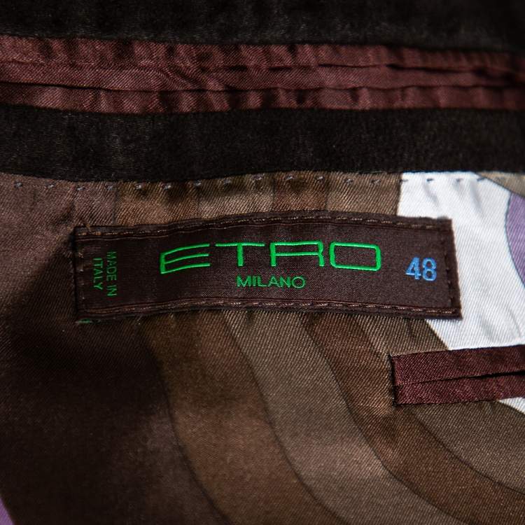 Pre Owned Etro Forest Green Mohair Wool Button Front Blazer M 