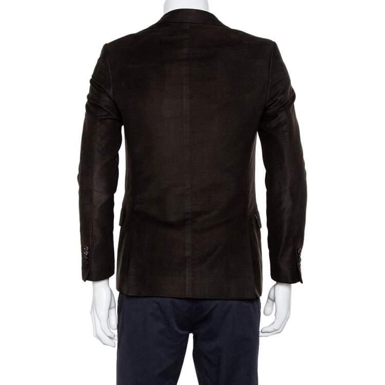 Pre Owned Etro Forest Green Mohair Wool Button Front Blazer M 