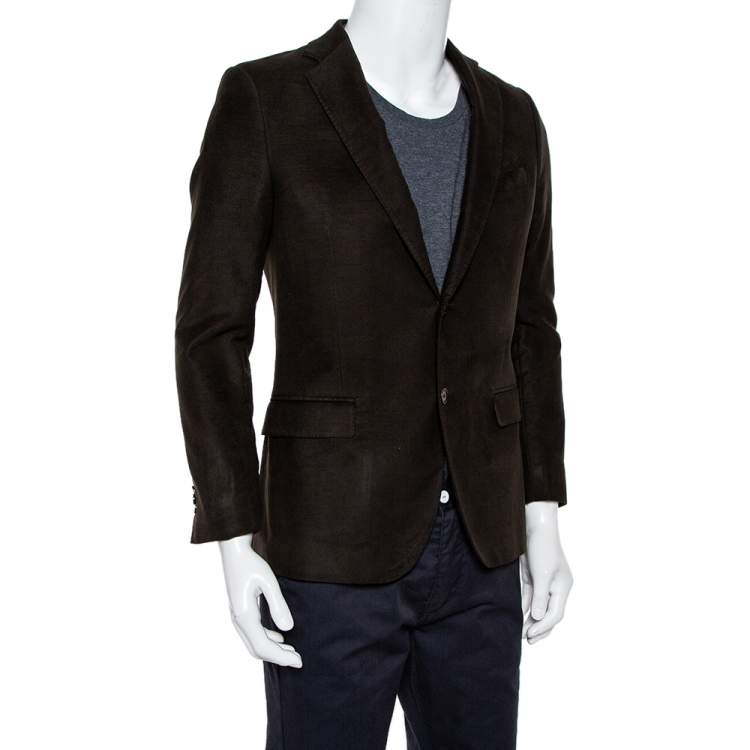 Pre Owned Etro Forest Green Mohair Wool Button Front Blazer M 