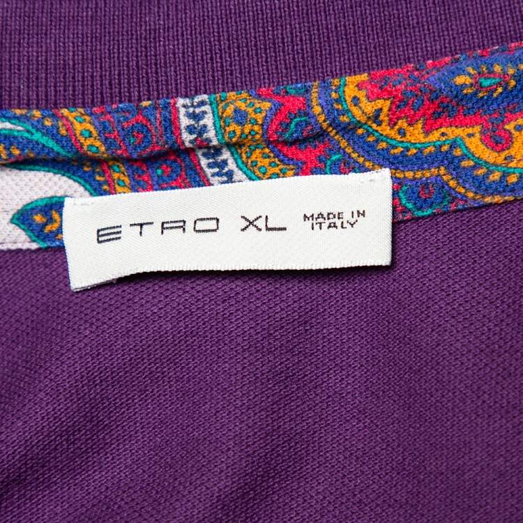 Pre Owned Etro Purple Cotton Pique Polo T-Shirt XL
