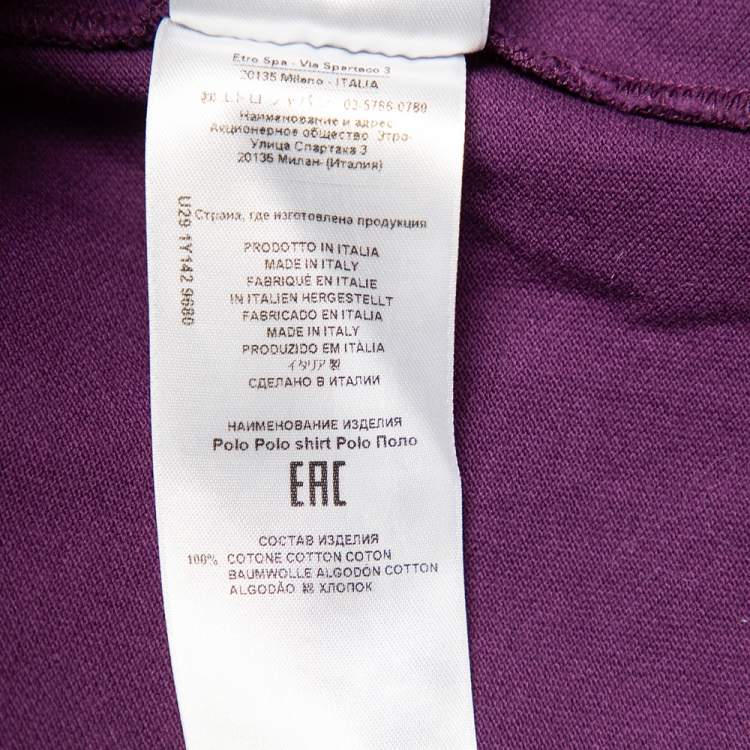Pre Owned Etro Purple Cotton Pique Polo T-Shirt XL