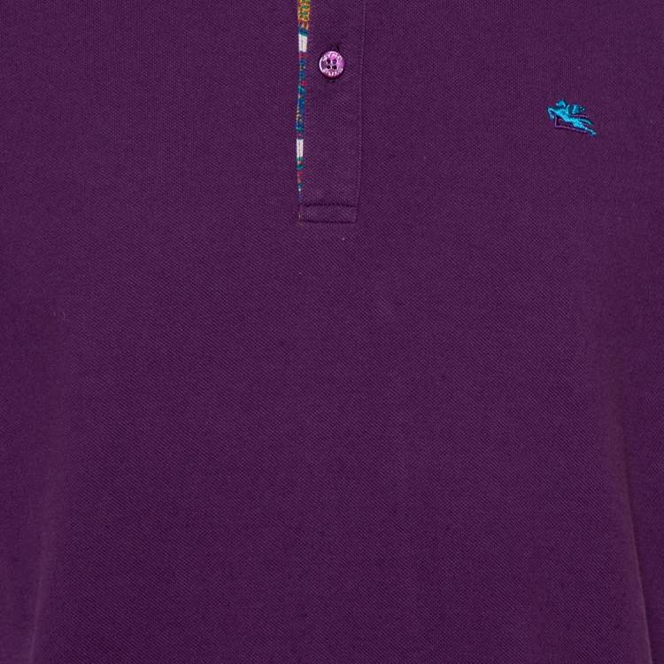 Pre Owned Etro Purple Cotton Pique Polo T-Shirt XL