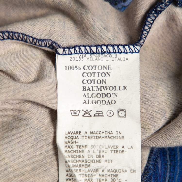 Pre Owned Etro Blue Paisley Printed Cotton Knit Polo T-Shirt M