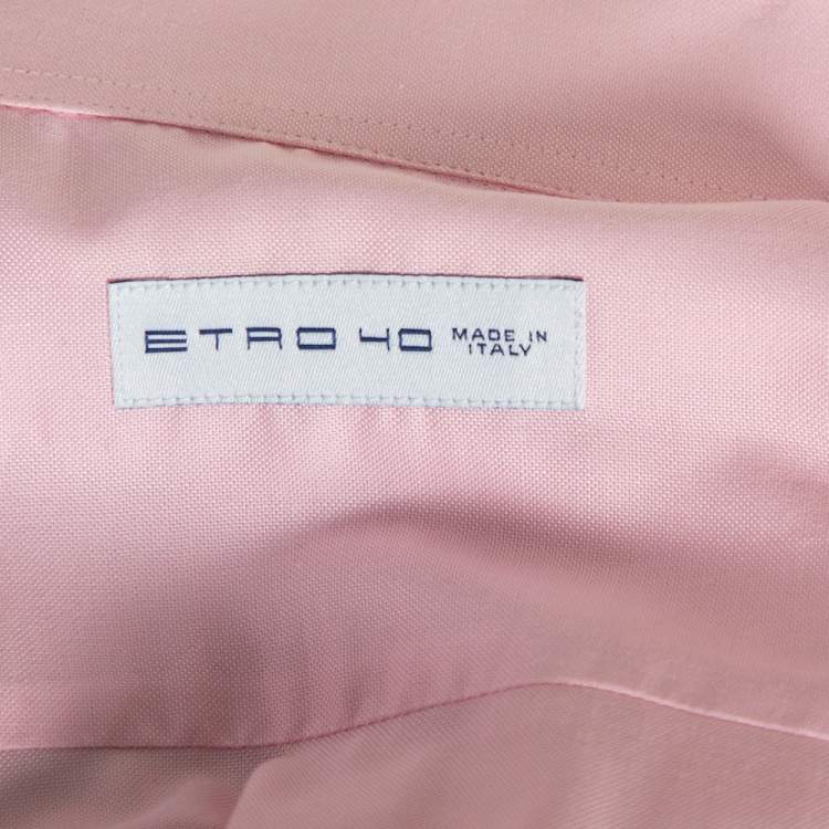 Pre Owned Etro Light Pink Cotton Button Down Shirt M