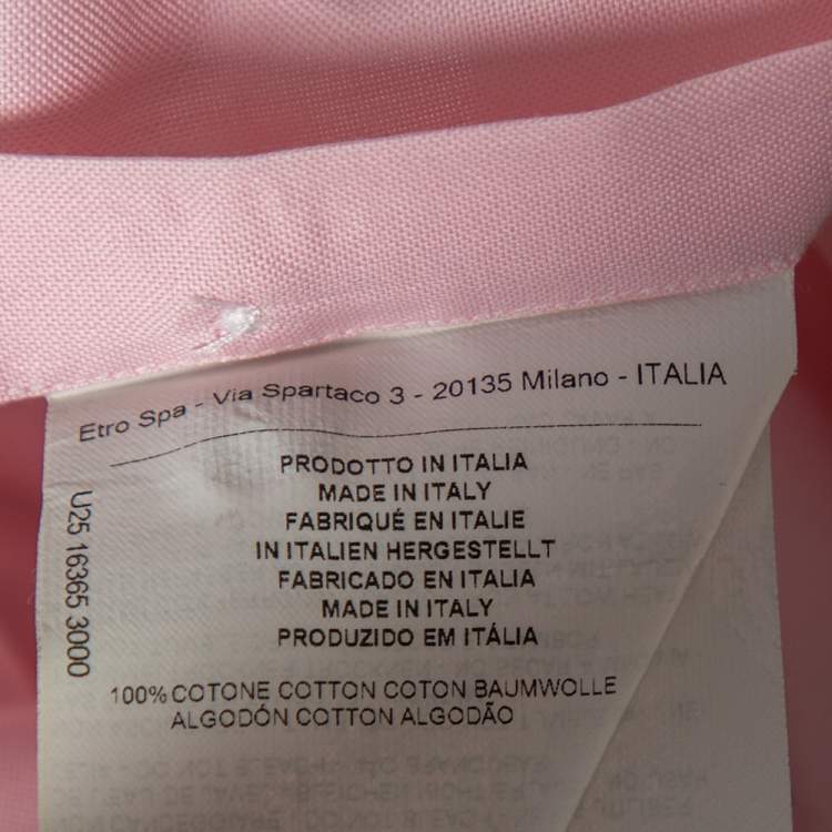Pre Owned Etro Light Pink Cotton Button Down Shirt M