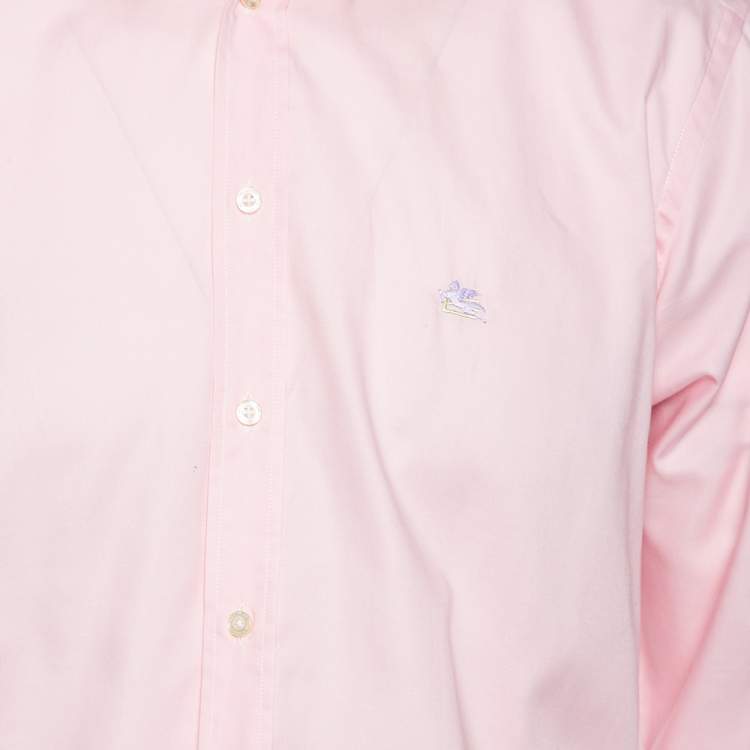 Pre Owned Etro Light Pink Cotton Button Down Shirt M
