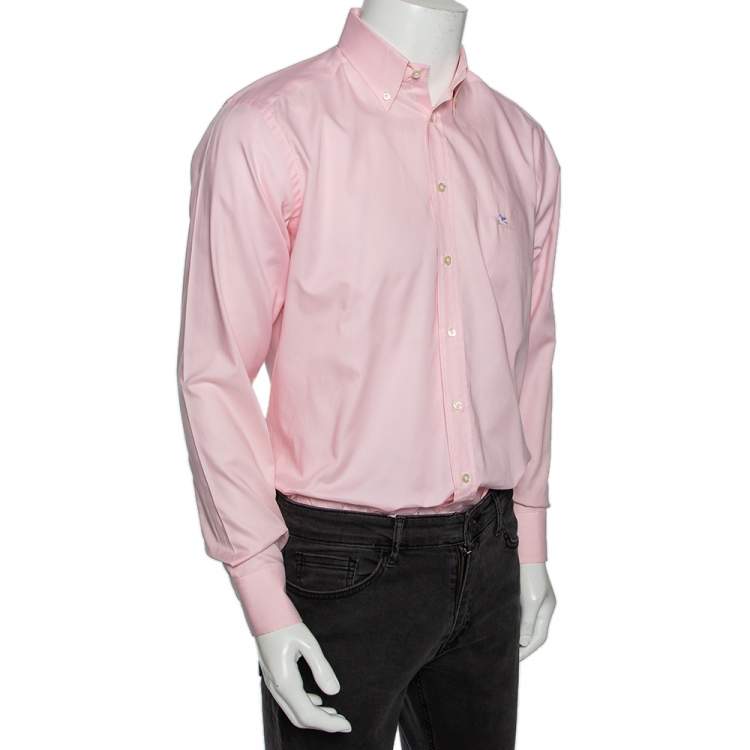 Pre Owned Etro Light Pink Cotton Button Down Shirt M