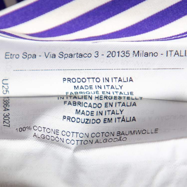 Pre Owned Etro Ink Blue Striped Cotton Button Down Shirt L 