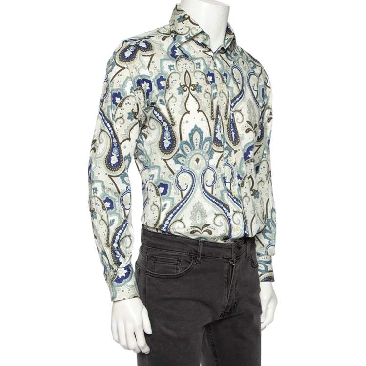 Pre Owned Etro Multicolored Paisley Print Cotton Button Front Shirt M
