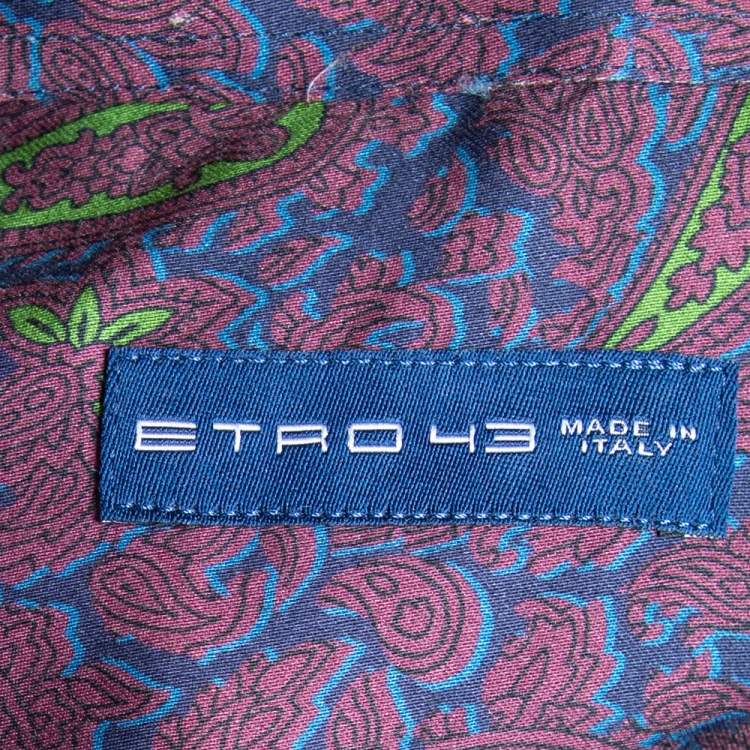 مملوكة مسبقًا Etro Purple Paisley Printed Cotton Button Front Shirt XXL 