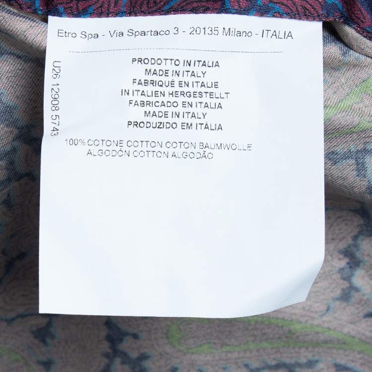 مملوكة مسبقًا Etro Purple Paisley Printed Cotton Button Front Shirt XXL 