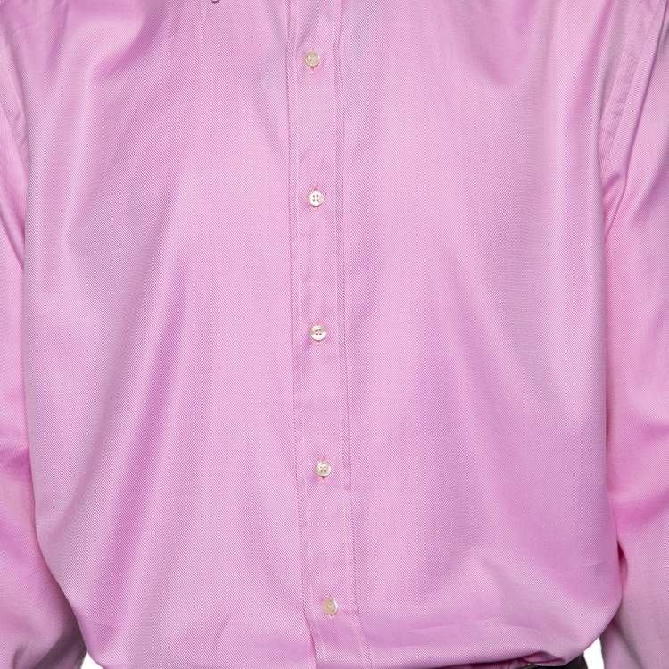 Pre Owned Etro Pink Cotton Contrast Detail Button Front Shirt 4XL