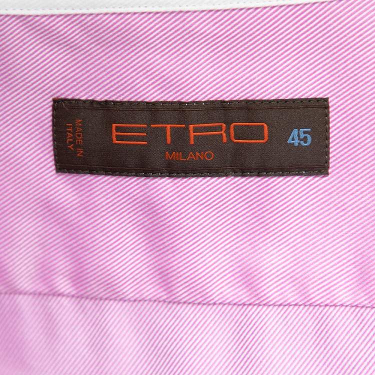 Pre Owned Etro Pink Cotton Contrast Detail Button Front Shirt 4XL