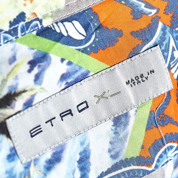 Pre Owned Etro Multicolored Printed Cotton & Silk Button Front Shirt XL