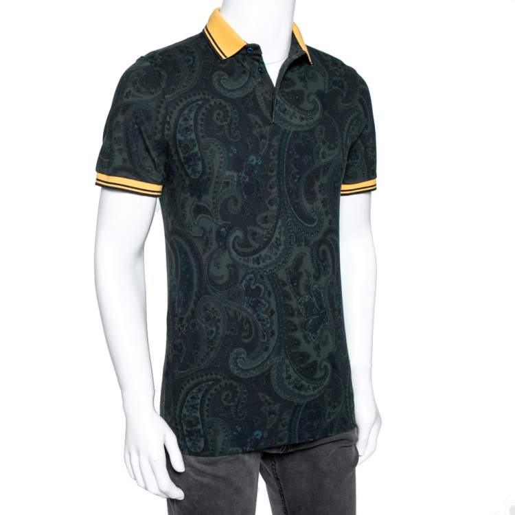 Pre Owned Etro Multicolor Paisley Printed Cotton Pique Polo T-Shirt S