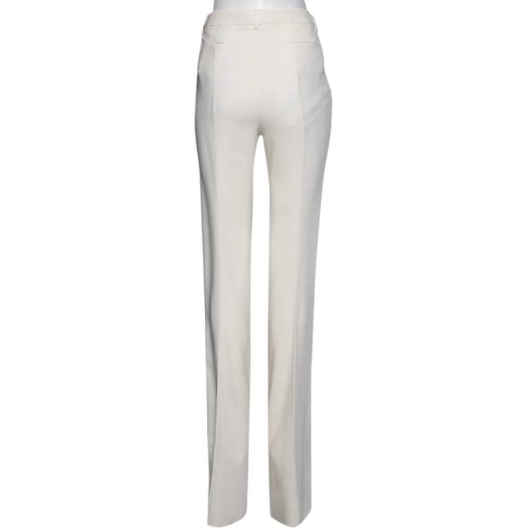 مملوكة مسبقًا Etro Off White Crepe Straight Leg Pants S