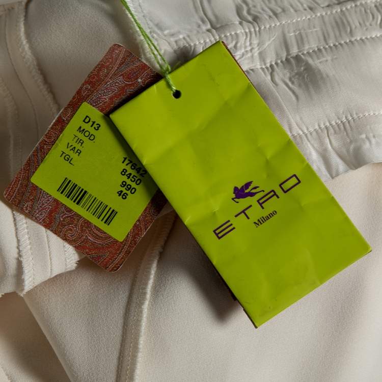 مملوكة مسبقًا Etro Off White Crepe Straight Leg Pants S