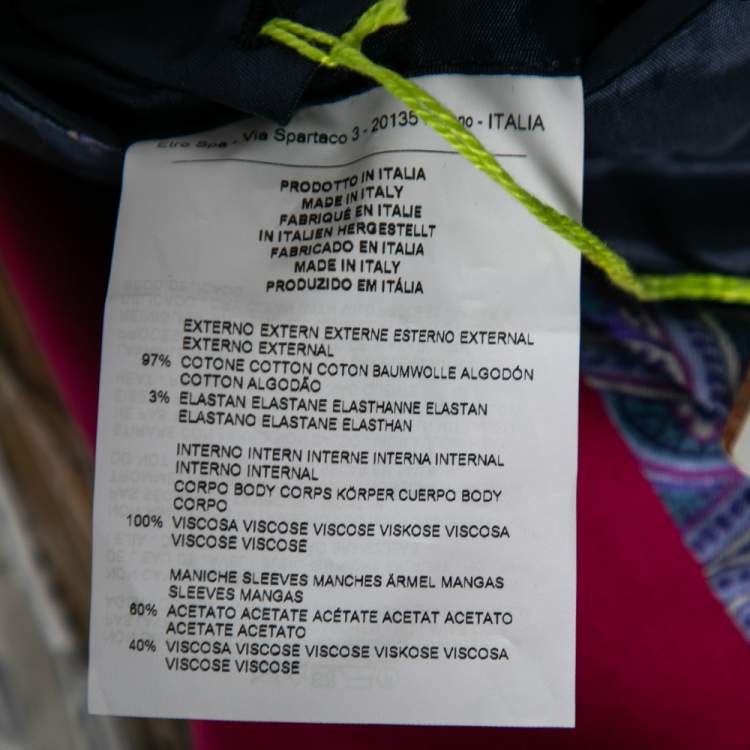 Pre Owned Etro Pink Cotton Mineide Soft Blazer L