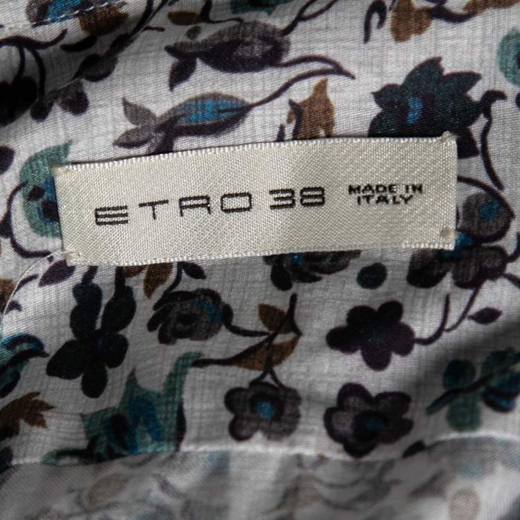 Pre Owned Etro Off White Floral Printed Cotton Button Front Shirt S