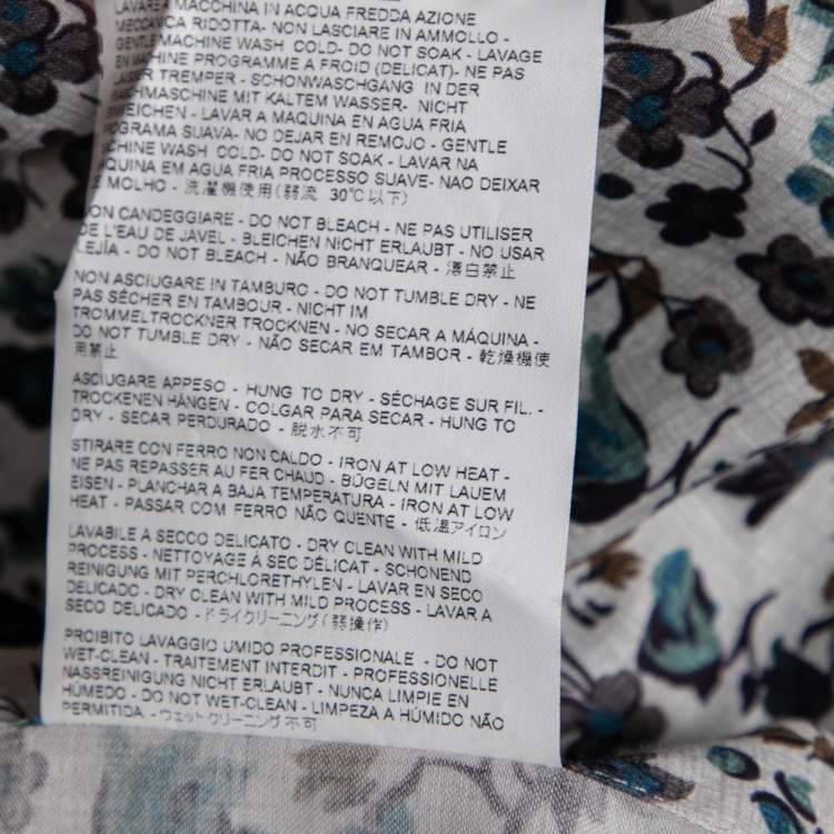 Pre Owned Etro Off White Floral Printed Cotton Button Front Shirt S