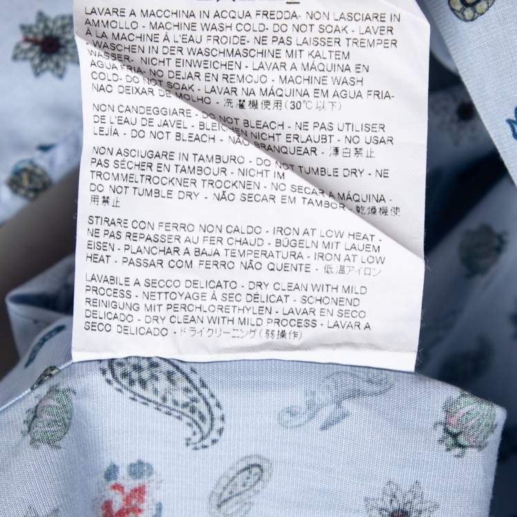مملوكة مسبقًا Etro Blue Paisley Printed Cotton Button Front Shirt S