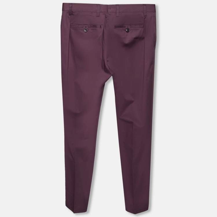 Pre Owned Etro Purple Cotton Tapered Pants S
