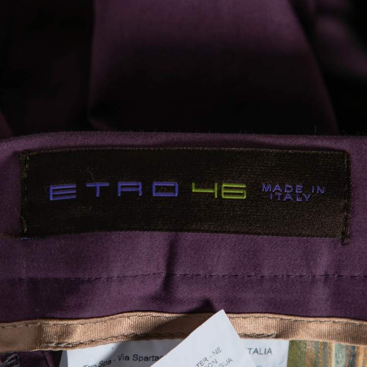 Pre Owned Etro Purple Cotton Tapered Pants S