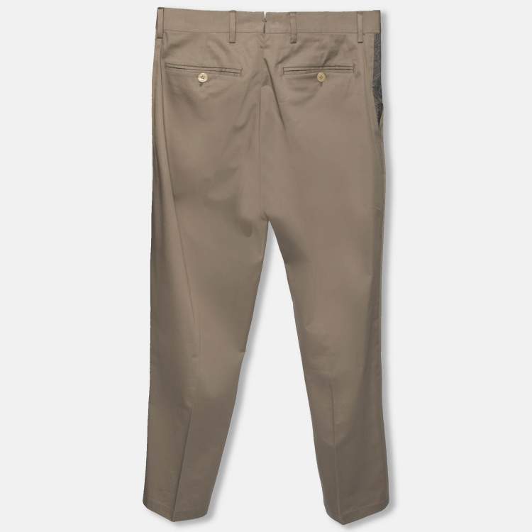Pre Owned Etro Taupe Cotton Tapered Pants S