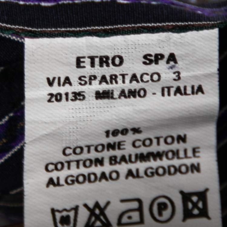 Pre Owned Etro Purple Striped Cotton Button Front Shirt S