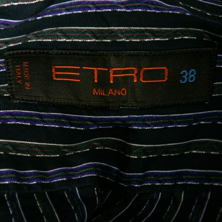 Pre Owned Etro Purple Striped Cotton Button Front Shirt S