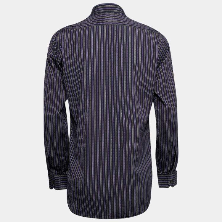 Pre Owned Etro Purple Striped Cotton Button Front Shirt S