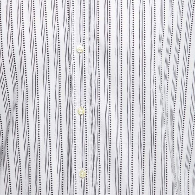 Pre Owned Etro Off White Prinred Cotton Button Front Shirt M