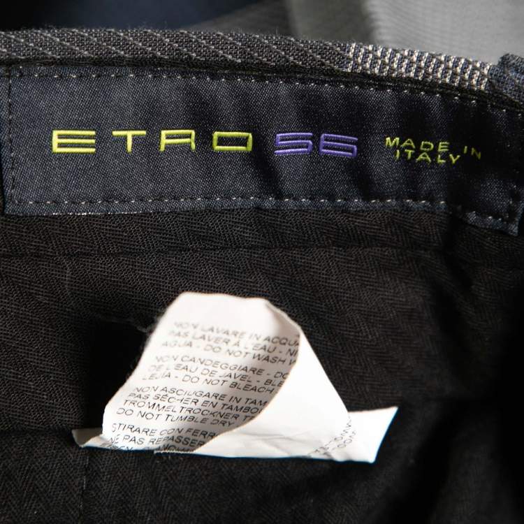 Pre Owned Etro Blue Checked Wool & Cotton Single Breasted Suit XXXL