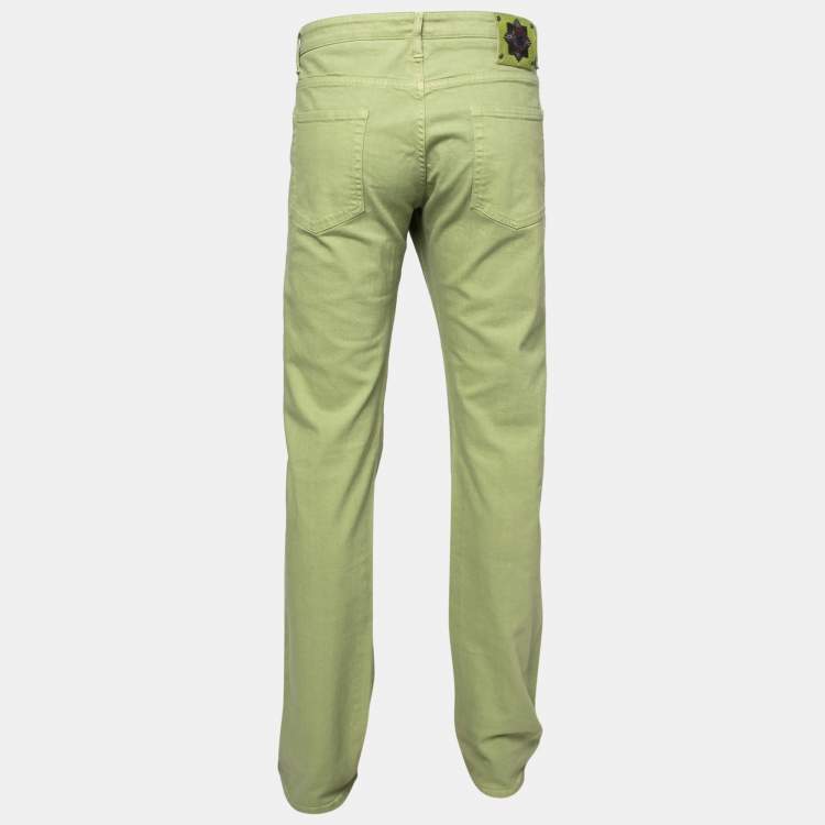 Pre Owned Etro Green Denim Straight Fit Jeans XXL Waist 38"