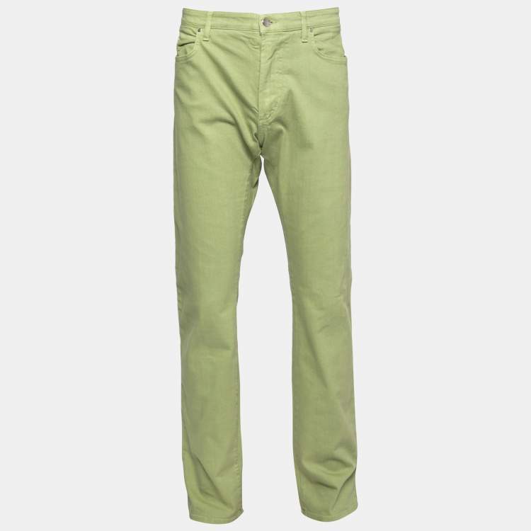 Pre Owned Etro Green Denim Straight Fit Jeans XXL Waist 38"