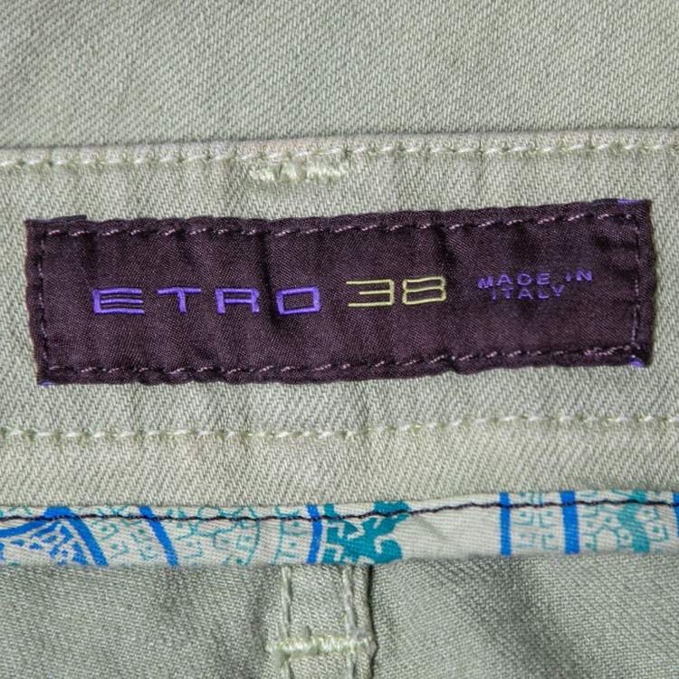 Pre Owned Etro Green Denim Straight Fit Jeans XXL Waist 38"