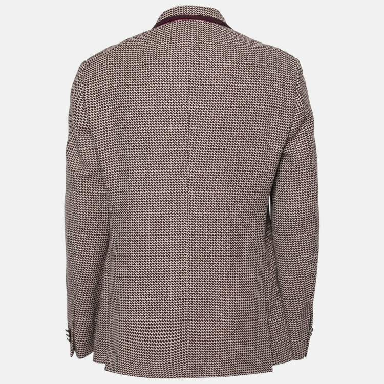 Pre Owned Etro Burgundy Patterned Jacquard Wool Single-Breasted Blazer XL