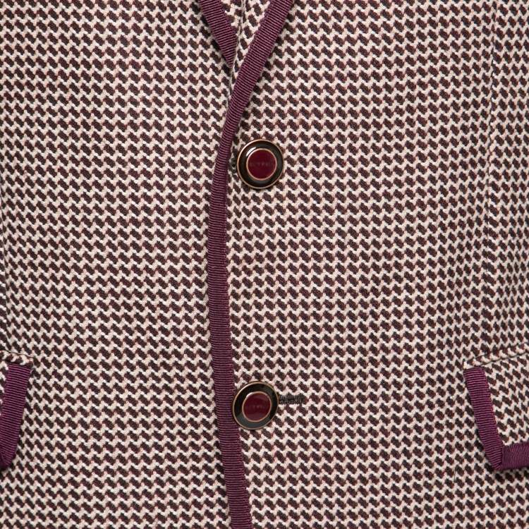 Pre Owned Etro Burgundy Patterned Jacquard Wool Single-Breasted Blazer XL